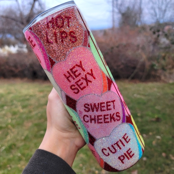 🆕️Custom, 20oz, Valentines Day, Candy Hearts, Stainless Steel Tumbler ♥️ - Picture 5 of 15